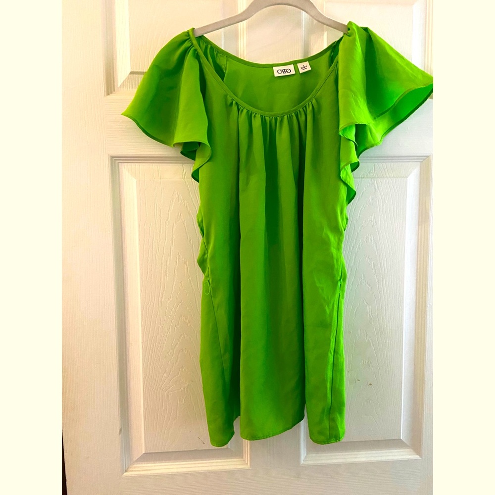 Cato: Green short sleeve blouse (small)